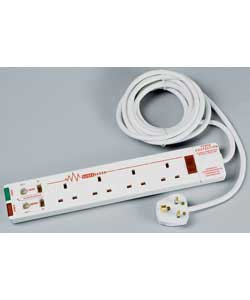 Child resistant sockets. 13 amp. Neon power and surge indicator.