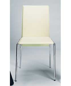 4 Miller Cream Faux Leather Dining Chairs