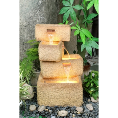 Unbranded 4 Offset Pouring Sandstone Troughs Water Feature