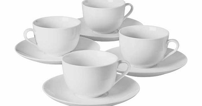 Unbranded 4 Piece Porcelain Tea Cup and Saucer Set - White