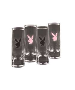 4 Playboy Pink and Black Shot Glasses