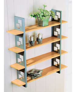 Unbranded 4-Shelf Wall Unit - Silver and Light Beech Finish