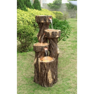 Unbranded 4 Tier Wooden Trunk Water Feature