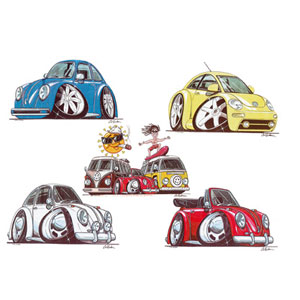 Unbranded 4 VW Beetles - various T-shirt