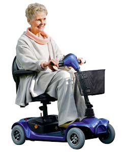 Battery can be charged on or off the scooter, extended front wheel for greater stability.Puncture