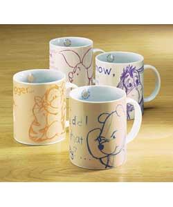 4 designs.Mug capacity 325ml/ 32.5cl/ 11 fl. oz.Dishwasher and microwave safe.Presented with