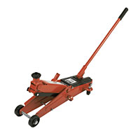 Universal Trolley Jack for cars, light vans and 4 x 4s. Adjustable saddle height, quick-lift lever