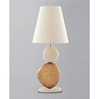 Pair of exclusively designed abstract ceramic table lamps with gold and cream pebbles complete with 
