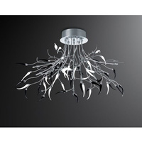 Modernistic polished chrome ceiling fitting with branching arms and delicate black and white chilli 