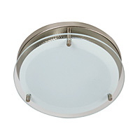 Stylish and contemporary flush halogen light fitting in a polished chrome finish with frosted glass 