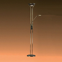 Mother and child halogen floor lamp with glass diffuser and double dimmer finished in antique brass.