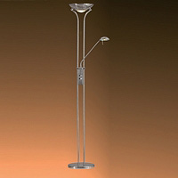 Mother and child halogen floor lamp with glass diffuser and double dimmer finished in polished chrom