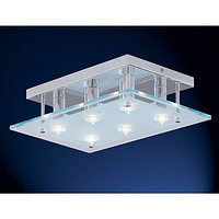 Semi flush halogen fitting finished in polished chrome with attractive glass features. Height - 10cm