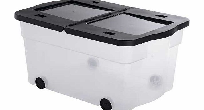 Unbranded 45 Litre Lidded Wheeled Plastic Storage Box
