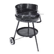 This charcoal BBQ features a porcelain enamel fire bowl and a cooking area with a diameter of 40cm. 