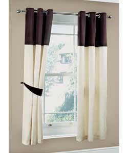 46 x 72in Carly Faux Silk Curtains - Cream and Chocolate