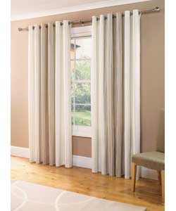 46 x 72in Pair of Lined Striped Ring Top Curtains - Brown