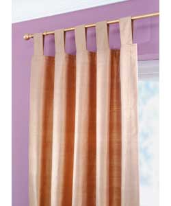 46 x 90in Pair of Lined Silk Tab Top Curtains - Gold