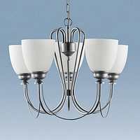 Stylish satin silver fitting with flowing arms and dome shaped acid glass shades. Height - 37cm Diam