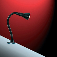 Black clip-on light with adjustable spring arm. Length - 48cm Diameter - 4cmBulb type - SES R50 refl