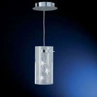 Modern style halogen fitting with unique star glass shades within a clear glass cylinder. Height - 3