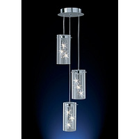 Modern style halogen fitting with unique star glass shades within clear glass cylinders. Height - 90
