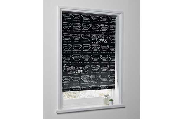 This trendy 4ft Coffee Chalkboard Roller Blind in black provides a stylish and functional light protection service