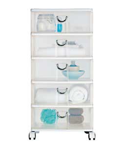 Ideal for home storage.5 drawers.Plastic frame mounted on castors.Size (W)35, (H)72.8, (D)25cm.Suppl