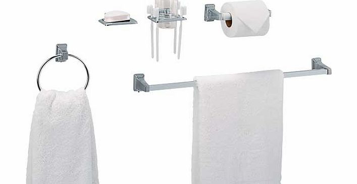 Unbranded 5 Piece Bathroom Accessory Set - Chrome Finish