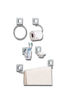 5 Piece Silver/Chrome Bathroom Set