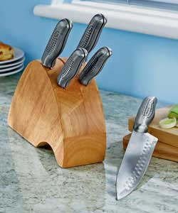 Unbranded 5 Piece Stainless Steel Knife with Wood Block