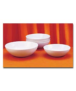 5 Piece White Stoneware Bowl Set
