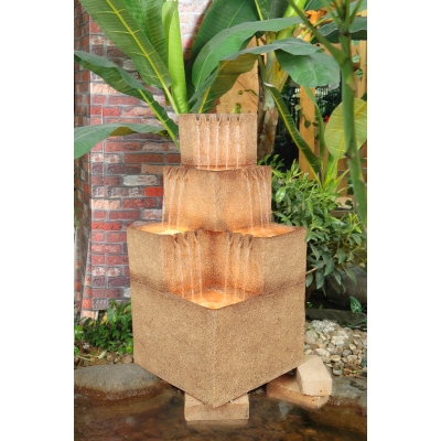 Unbranded 5 Sandstone Square Troughs Water Feature