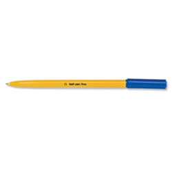 5 Star Ball Pen Yellow Barrel 0.2mm Fine Blue