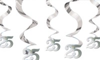5 Swirls Decoration - Silver Anniversary Wishes