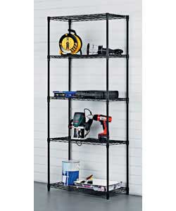 5 Tier Black Powder Coated Wire Shelving