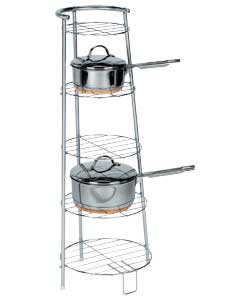 5 chrome shelves.Weight 1.6kg. Overall size (H)82.3, (W)33, (D)31cm. Flat packed for easy home assem