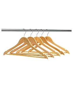 Size per hanger (H)23.5, (W)44, (D)1.2cm. Lotus wood. With round trouser bar and skirt notches. Chro