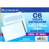 Ryman white C6 peel and seal envelopes. Pack of 50