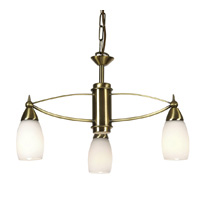 Contemporary and stylish ceiling light in an antique brass finish with downlighter opal glass shades