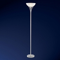 Satin silver twist effect floor lamp with a domed frosted glass shade. Height - 179cm Diameter - 33c