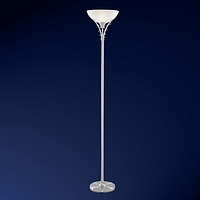 Satin silver twist effect floor lamp with a domed frosted glass shade. Height - 179cm Diameter - 33c