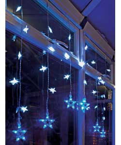 54 Blue and White Led Star Curtain Light