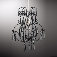 Elegant non-electric pendant shade with curved arms and black acrylic droplets and beads. Height - 4
