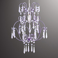 Elegant non-electric pendant shade with curved arms and purple acrylic droplets and beads. Height - 