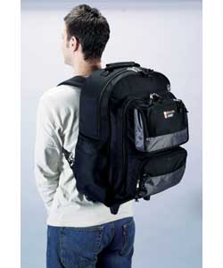 Showerproof polyester backpack with 2 zip pouch po