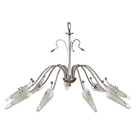 Contemporary pendant ceiling light in a satin chrome finish complete with acid and clear glass shade
