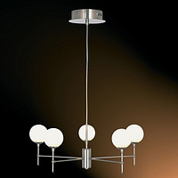 Stylish ceiling pendant light with opal glass globes. Height - Adjustable Diameter - 46cmBulb type -