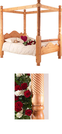 5Ft Edwardian Four Poster Pine Bed