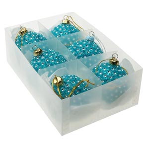 6.5CM DIAMOND SPOT AQUA pack of 6